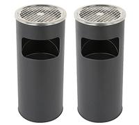 Poubelle avec Cendrier pour Extérieur, Cendrier sur Pied en Acier Inox avec Poubelle, Poubelle Cendrier Hauteur 60 cm (Noir - 2pcs)