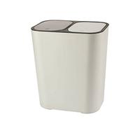 Poubelle avec couvercle à pression - Pratique pour la cuisine, le bureau, la salle de bain - 2 ouvertures - petit format - 12 l (blanc)