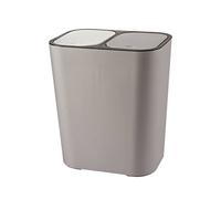 Poubelle avec couvercle à pression - Pratique pour la cuisine, le bureau, la salle de bain - 2 ouvertures - petit format - 12 l (gris)