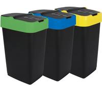 Poubelle avec couvercle basculant - lot de 3 - 18 litres - chaque couleur 1x