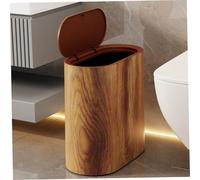 Poubelle avec couvercle double couche en grain de bois PP - Poubelle fine étanche finement scellée - moderne et minimaliste pour la maison, l'hôtel, le bureau - 29 x 29 cm - Décoration d'int