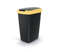 Poubelle avec couvercle jaune 12L poubelle recyclage plastique noir