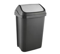 Poubelle avec couvercle pivotant argent ou noir comptact ergonomique 25 litres