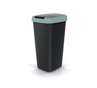 Prosperplast Poubelle Keden Compacta Q - 25 L, couvercle pivotant et rabattable - Noir/vert clair