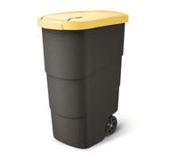 Poubelle avec roues et couvercle Keden Wheeler 90L universelle en plastique (jaune)