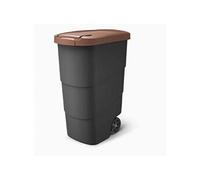 Poubelle avec roues et couvercle Keden Wheeler 90L universelle en plastique (marron)