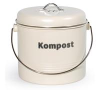 Poubelle Bio De Cuisine 7 L, Poubelle Bio Anti-Odeurs Avec Filtres À Charbon Actif, Seau À Compost En Métal, Déchets Biologiques Rétro (Beige Mat)