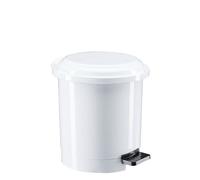 Poubelle blanche en plastique à pédale 6 L ronde