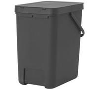 Brabantia Poubelle Sort & Go 25L – Tri déchets, poignée, couvercle amovible – Gris foncé