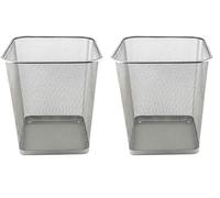 Poubelle Bureau 18l - Corbeille Papier En Treillis Métal Maille, Corbeilles Pour Bureau, Chambre, Poubelle Metal - Argent (Lot De 2)
