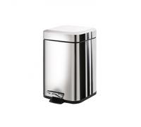 POUBELLE CARRÉE ACIER INOX DE 3 LITRES À PÉDALE