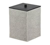 POUBELLE CARREE EN POLYRESINE EFFET PIERRE ET COUVERCLE BAMBOU NOIR MAT 8L - GRIS