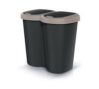 Poubelle Compacta B Duo 40 L, noir avec cadre marron, murale