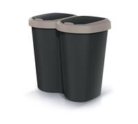 Poubelle Compacta B Duo, brun/noir, capacité 40L, un compartiment, deux couvercles, version murale, NDBS40-WG5C_S411