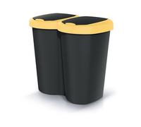 Poubelle Compacta B Duo, jaune/noir, capacité 40L, un compartiment, deux couvercles, version murale, NDBS40-1215C_S411