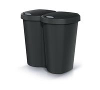 Poubelle Compacta B Duo, noir, capacité 40L, un compartiment, deux couvercles, version murale, NDBS40-S411