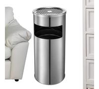 Poubelle Conteneur Grand en Acier Inoxydable avec Cendrier | Conteneur à Déchets Commercial avec Couvercle Pour Intérieur, Salle de Bain, Toilette, Terrasse, Jardin, Arrière-Cour,