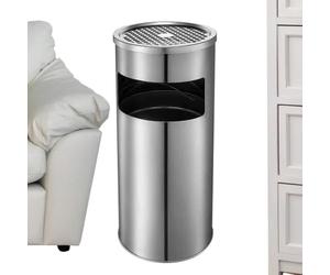 Poubelle Conteneur Grand en Acier Inoxydable avec Cendrier | Poubelle Extérieure Avec Cendrier Debout pour Intérieur Extérieur Commercial Hôtel Patio Jardin Arrière-cour