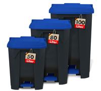 Poubelle conteneur Tri sélectif simplifié Pour la maison, le commerce, Bleu 80 Litres - 49,3 x 43 x 71 cm