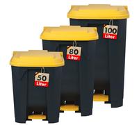 Poubelle conteneur Tri sélectif simplifié Pour la maison, le commerce, Jaune 80 Litres - 49,3 x 43 x 71 cm