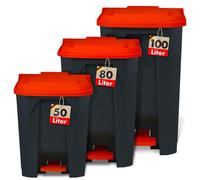 Poubelle conteneur Tri sélectif simplifié Pour la maison, le commerce, Rouge 80 Litres - 49,3 x 43 x 71 cm
