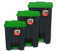 Poubelle conteneur Tri sélectif simplifié Pour la maison, le commerce, Vert 80 Litres - 49,3 x 43 x 71 cm