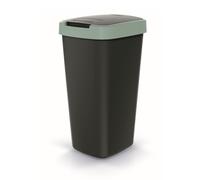 Prosperplast Poubelle Keden Compacta Q - 25 L, couvercle pivotant et rabattable - Noir/vert clair