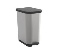 Poubelle - corbeille - support sac Rotho Ribo Silver - poubelle à pédale 35l