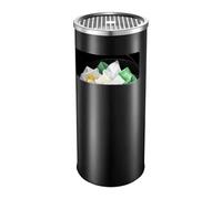 Poubelle - Corps En Acier Inoxydable De 30 L Avec Cendrier, Poubelle De Grande Capacité, Unité De Collecte Des Déchets Résistante Au Feu | D’hôtel, Patios Commerciaux, Cours De Jardin, Espaces P