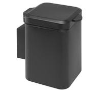Poubelle cosmétique murale carrée Bremermann avec support mural, poubelle à double fixation, à coller ou à percer, capacité de 3 litres, en métal noir
