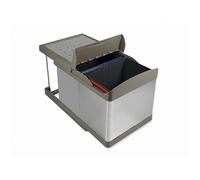 Emuca – Poubelle coulissante automatique 2 x 16 L – Acier inox
