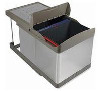 Emuca – Poubelle coulissante automatique 2 x 16 L – Acier inox