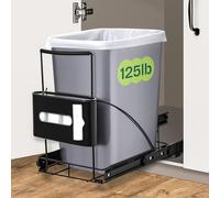 Poubelle coulissante pour espaces sous armoire - Convient aux canettes de 30 à 40 litres jusqu'à 56,7 kg - Kit avec support pour sac poubelle