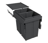 Poubelle coulissante suspendue 58l 2 seaux - Amortisseur : Avec - Contenance : 58 L - Décor : Anthracite - Hauteur : 485 mm - Largeur : 362 mm - Matériau : Métal/PP - Nombre de seaux : 2 - Pour cais