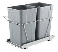 VEVOR Poubelle Coulissante sous Évier et sous Plan avec Grande Capacité de 2x24,85 L, Collecteur de Déchets de Cuisine avec Poignée, Système de Tri Sélectif pour Placard Meuble Bas, Restaurant, Gris