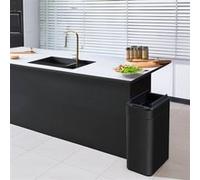 Poubelle à ouverture automatique latérale papillon - Noir - 60L - Piles ou batterie