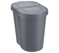 Poubelle cuisine couvercle rabattable, double, blanc ou gris 2 x 25 litres