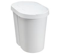 Poubelle cuisine couvercle rabattable, double, blanc ou gris 2 x 25 litres