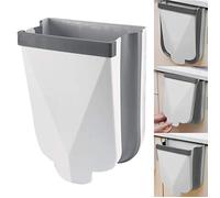 Poubelle Cuisine Pliable WOVTE, 6L Poubelle Murale Attaché À L'armoire Porte pour Cuisine, Voiture, Salle de Bain - Gris