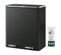 Poubelle Cuisine Tri Sélectif 2 X 30l, 2 Seaux en plasatique, avec 15 Sacs Poubelles, Noir