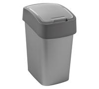 CURVER Flip Bin - Poubelle 25L à couvercle basculant - Pour Cuisine, Bureau, Salle de Bain - 26 x 34 x 47 cm - Gris clair et Anthracite