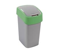 Poubelle Curver pour tri sélectif, avec couvercle, gris, cadre argenté, 25L