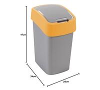 Curver Poubelle Flip, 25 l, Argent / Orange