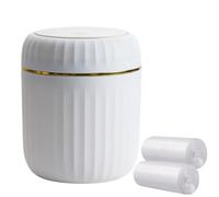 Poubelle de bureau avec couvercle à pression, mini poubelle de bureau, petite poubelle de table en plastique pour salle de bain, bureau, coiffeuse, cuisine, avec 60 feuilles de sacs poubelle (blanc)