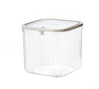 Poubelle de bureau compacte en PET transparent avec couvercle One Touch Base antidérapante Beige 14,5 x 14,5 x 7,5 cm Pour cuisine, bureau, salle de bain (L)