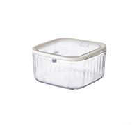 Poubelle de bureau compacte en PET transparent avec couvercle One Touch Base antidérapante Beige 14,5 x 14,5 x 7,5 cm Pour cuisine, bureau, salle de bain (S)