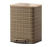 Poubelle de bureau moderne de luxe en acier inoxydable avec couche extérieure en cuir synthétique et couvercle à fermeture amortie, poignée de fonctionnement à pédale et seau intérieur - Idéal pour le