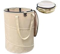 Poubelle de camping peut 18x22 pouces 600D poubelle pliable canette avec couvercle à fermeture éclair, 6 clip de sac à ordures, structure fil en acier et poignée pour RV, pique-nique, barbecu