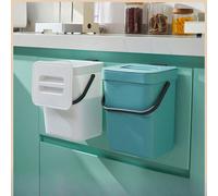 Poubelle de compost pour plan de travail de cuisine, petite poubelle suspendue avec couvercle, convient pour la cuisine et la salle de bain, peut accueillir un seau à compost, noir noir,Blanc,vert,gri