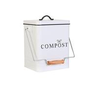 Poubelle de Compostage 5L en Acier Inoxydable Blanc - HARPER -